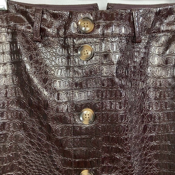 Rachel Comey Skirt Womens Sz 0 Brown Faux Leather Pencil Crocodile Buttons - Picture 2 of 10